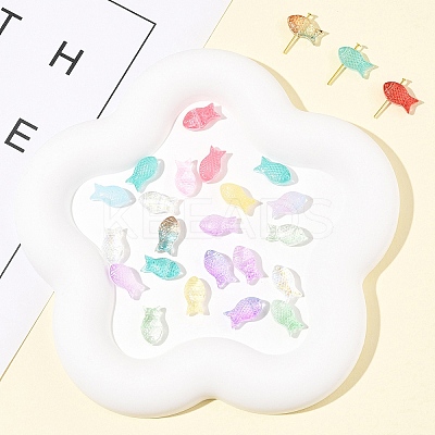 50Pcs Transparent Spray Painted Glass Beads GLAA-FS0002-06G-1