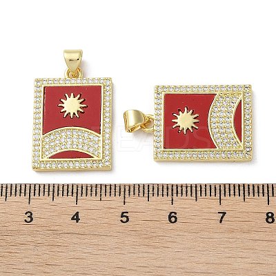 Brass Micro Pave Clear Cubic Zirconia Pendants KK-C045-09G-1