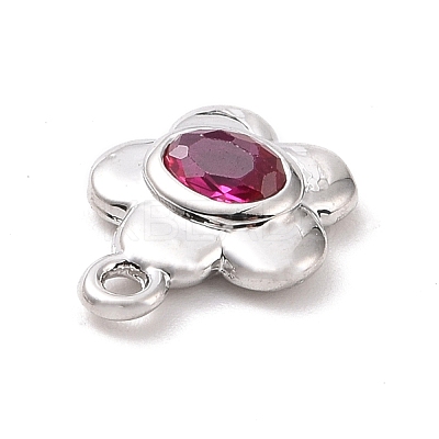 Eco-friendly Brass Micro Pave Medium Violet Red Cubic Zirconia Pendants KK-D079-04P-1