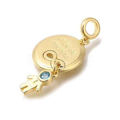 Brass Cubic Zirconia European Dangle Charms KK-R002-23G-01-1