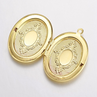 Brass Locket Pendants KK-N0116-054G-1