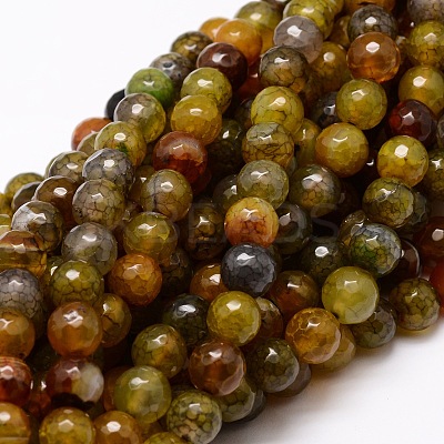 Dyed Natural Agate Faceted Round Beads Strands LS-G-E320E-8mm-10-1