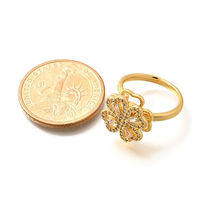 Flower Rotatable Finger Ring for Women RJEW-U035-01G-01-1