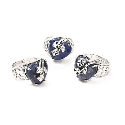 Natural Lapis Lazuli Adjustable Rings RJEW-P043-03P-13-1