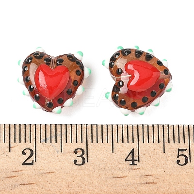 Baking Paint Glass Bumpy Beads Heart LAMP-V001-09B-1