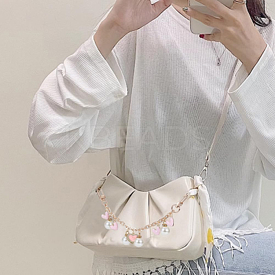 Heart Alloy Enamel & Resin Pearl Charm Zinc Alloy Cable Chain Purse Chains FIND-AB00070-1