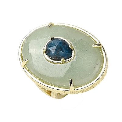 Natural Green Aventurine & Apatite Oval Cuff Rings G-P599-01G-02-1