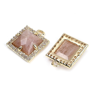 Natural Sunstone Faceted Square Charms G-I375-06G-06-1