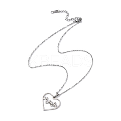 Non-Tarnish Hollow Heart 304 Stainless Steel Pendant Necklaces LS-NJEW-C033-01B-P-1