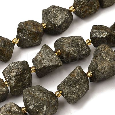 Raw Rough Natural Pyrite Beads Strands G-Z087-B17-1