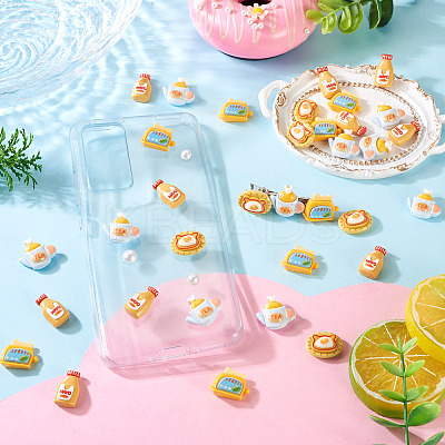 50Pcs 10 Styles Afternoon Tea Theme Opaque Resin Cabochonss RESI-TA0004-92-1