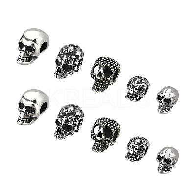10Pcs 5 Style Retro 304 Stainless Steel European Beads STAS-DC0001-86-1