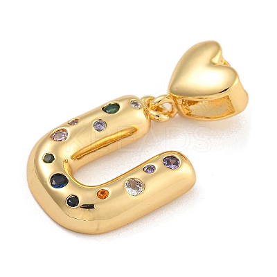 Brass Micro Pave Colorful Cubic Zirconia Pendants KK-P281-01G-U-1