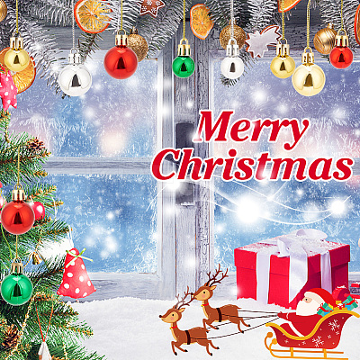 80Pcs 8 Style Christmas Ball Plastic Hanging Ornament AJEW-GA0006-02-1