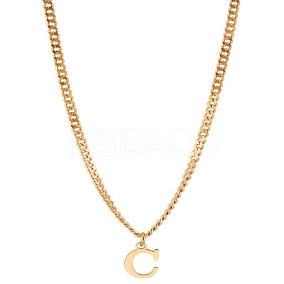 1Pc 304 Stainless Steel Letter Pendant Necklaces NJEW-LP0001-33C-G-1
