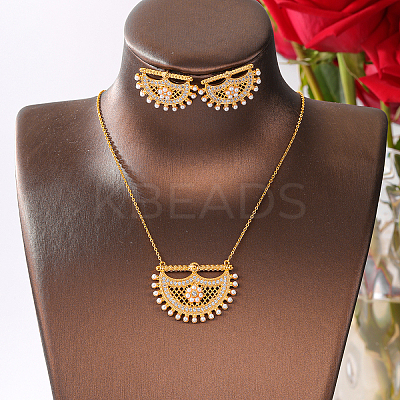 Brass Micro Pave Clear Cubic Zirconia Moon Pendant Necklaces & Stud Earrings Sets for Women QC9389-1