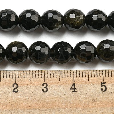 Natural Golden Sheen Obsidian Beads Strands G-E571-A01-02-1