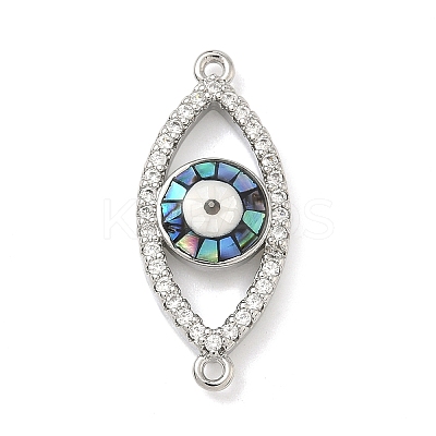 Brass Micro Pave Clear Cubic Zirconia Enamel Horse Eye Connector Charms KK-H534-02P-01-1