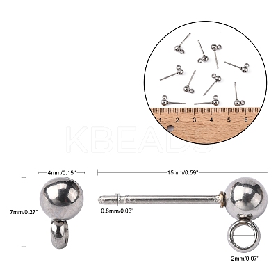 Non-Tarnish 304 Stainless Steel Stud Earring Findings STAS-E026-3-1