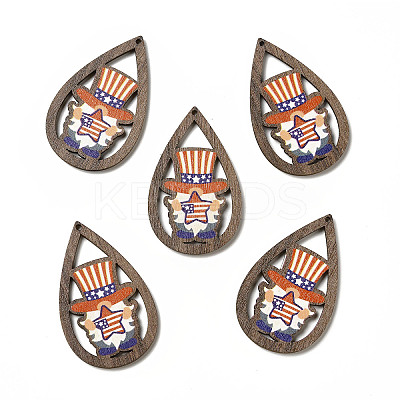 American Flag Theme Single Face Printed Aspen Wood Pendants WOOD-G014-01F-1