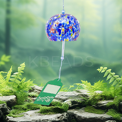 Japanese Glass Polka Dot Half Round Wind Chimes HJEW-WH0069-22A-1