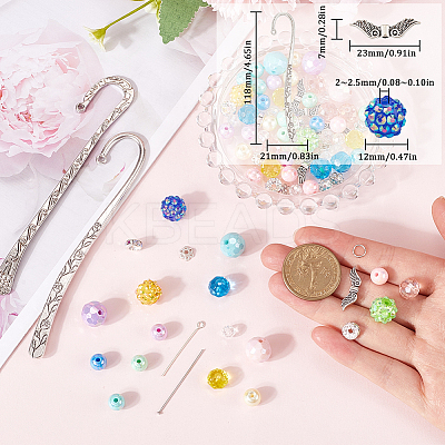 DIY Angel Resin Rhinestone & Alloy Bookmarks Making Kits DIY-SC0027-21-1