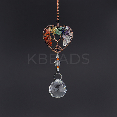 Tree of Life Natural Mixed Stone Chips Hanging Suncatchers TREE-PW0004-08B-1