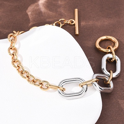 201 Stainless Steel Chain Bracelets BJEW-P378-01B-A-1