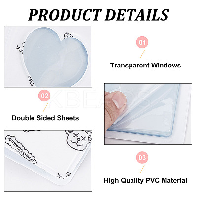 3 Inch PVC Mini Photo Album with Heart Window AJEW-WH0324-86B-1