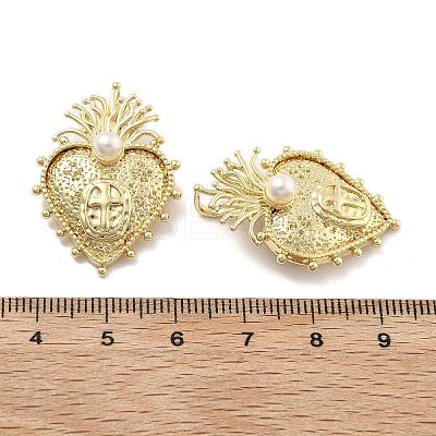 Brass with ABS Plastic Pearl Pendants KK-U060-03G-1
