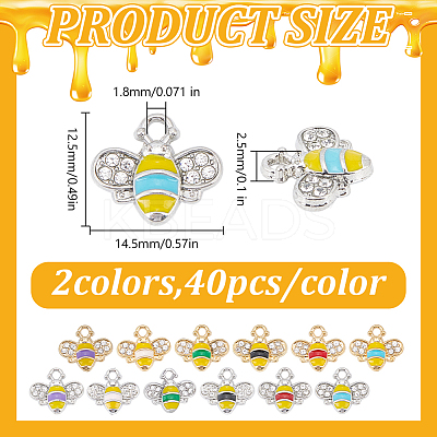 80Pcs 2 Colors Alloy Enamel Charms ENAM-DR0001-11-1