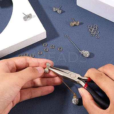 2Pairs 2 Color Brass Micro Pave Cubic Zirconia Earring Findings with Loop DIY-SZ0008-41-1