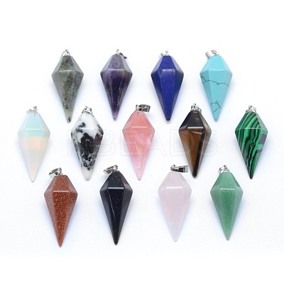 Natural & Synthetic Mixed Stone Pointed Pendants KK-E757-F-P-1
