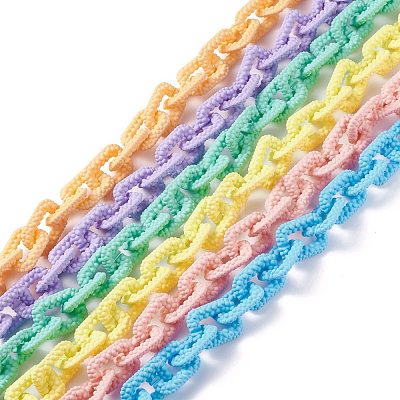 Opaque Spray Painted Acrylic Cable Chains AJEW-JB01100-1