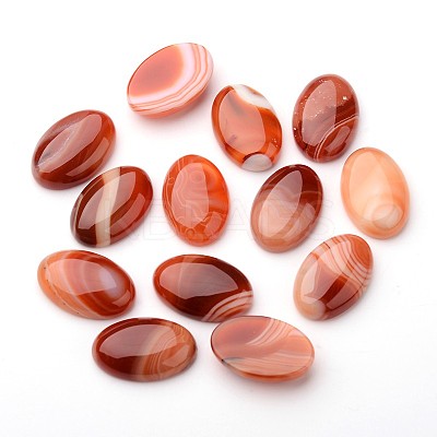 Natural Striped Agate/Banded Agate Oval Cabochons G-L394-02-30-20mm-1
