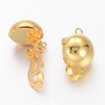 Golden Brass Clip-on Earring Findings For Non-Pierced Ears Jewelry X-KK-E026-G-1