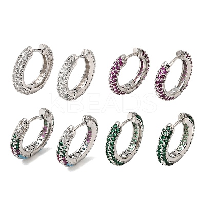 Brass Micro Pave Cubic Zirconia Hoop Earrings KK-CBA8324-24P-1