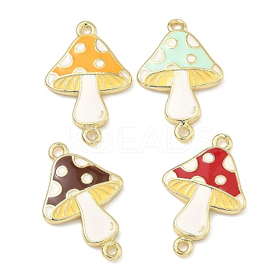 Autumn Brass Enamel Mushroom Links Connector Charms KK-K417-03B-G-1