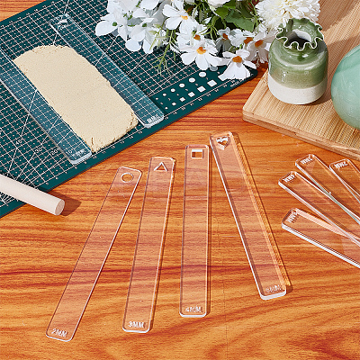 5Sets 5 Styles Transparent Acrylic Clay Thickness Ruler AJEW-HY0002-18-1