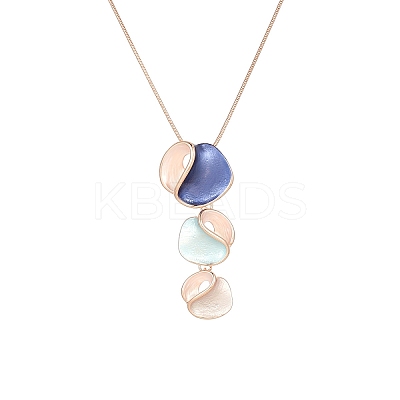 3 Irregular Heart Petal Zinc Alloy Enamel Pendant Necklaces for Women FS-WGE692F-01-1
