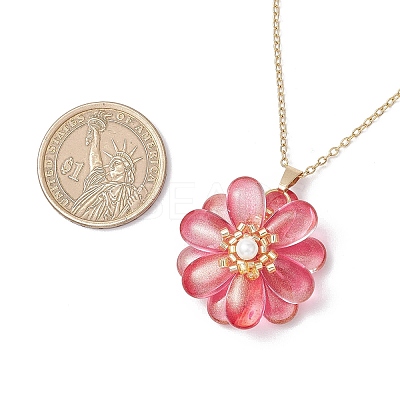 Glass Pendant Necklaces NJEW-MZ00112-1