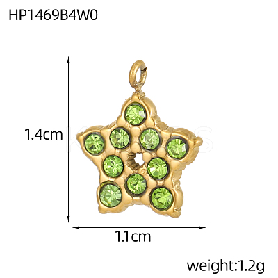 304 Stainless Steel Micro Pave Cubic Zirconia Pendants STAS-OY008-67G-1