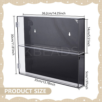 2-Tier Rectangle Wall Mounted Acrylic Baseball Card Display Cases with Magnetic Lid ODIS-WH0331-19A-1