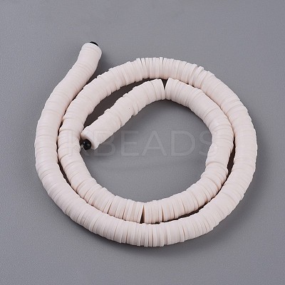 Flat Round Handmade Polymer Clay Beads CLAY-R067-8.0mm-16-1
