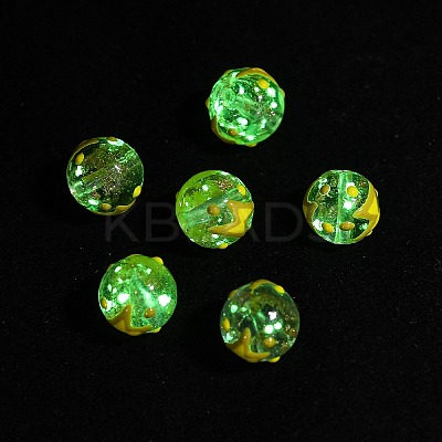 Luminous Handmade Enamel Gold Sand Glass Beads Strands LAMP-U004-08E-1