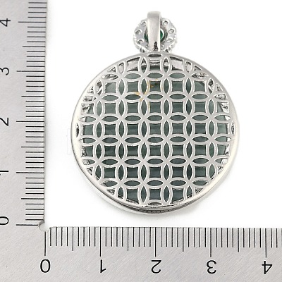 Natural Jadeite Carved Flat Round Pendants G-F768-04-1-1