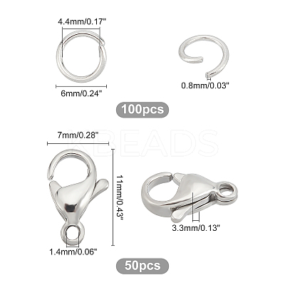 50Pcs 316 Surgical Stainless Steel Lobster Claw Clasps STAS-DC0002-27-1