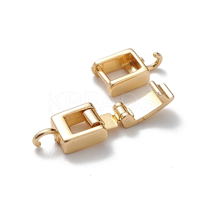 Rack Plating Brass Fold Over Clasps with Loops LS-KK-L184-89G-1