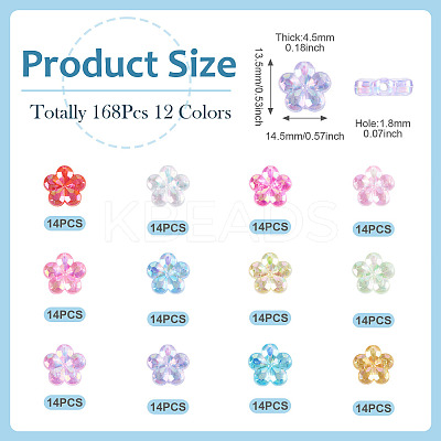 168Pcs 12 Colors Transaparent Acrylic Beads PACR-TA0001-19-1