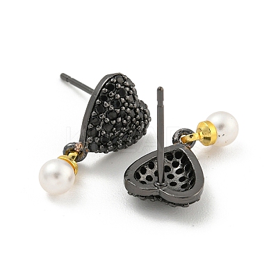Rack Plating Brass Micro Pave Cubic Zirconia Stud Earring EJEW-C102-09EB-1